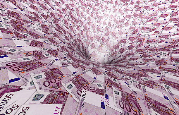 vortex fait de 500,-des billets en euros - european union currency euro symbol currency paper currency photos et images de collection