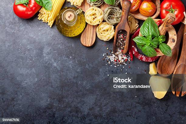 Italian Food Cooking Stock Photo - Download Image Now - Italian Food, Above, Backgrounds