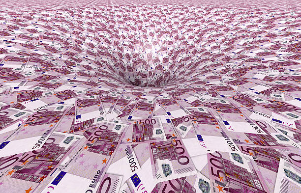 agitar con vórtice hecho de 500, los billetes de euro - crisis european union currency europe debt fotografías e imágenes de stock