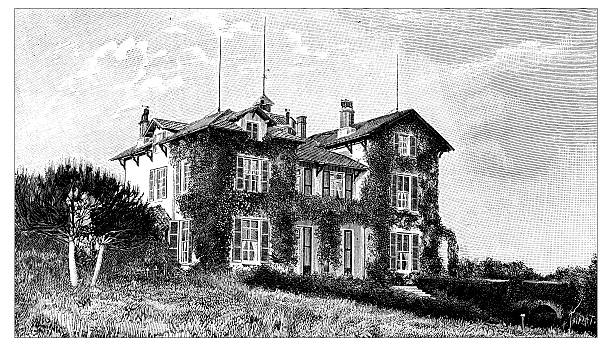 Antique illustration of Villa Thuret botanical garden