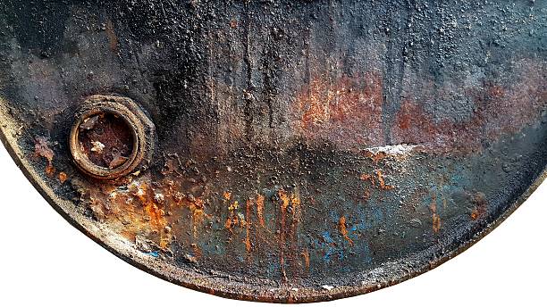 istock Old rusted and dirty metal oil storage barrel 544470652