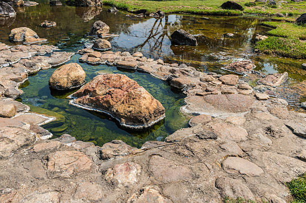 Chaeson hot spring pond landscape, Lampang province, Thailand.