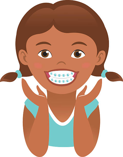 Children Braces Happy African American Girl With White Smile Teeth Stock  Illustration - Download Image Now - iStock