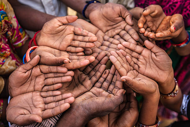 istock Hungry African children asking for help, Africa 544472988