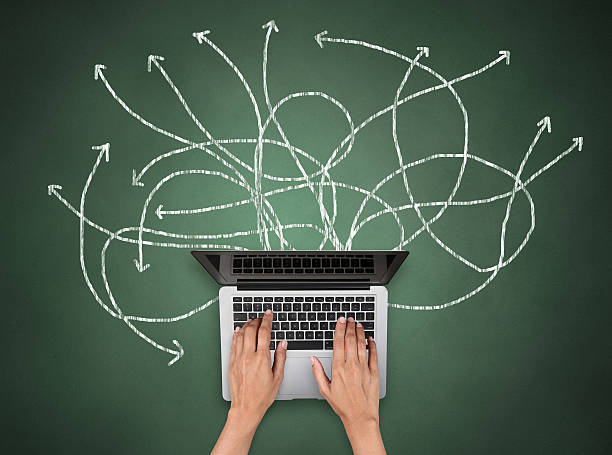 istock Directly above of a businessman's hand using laptop 544474008
