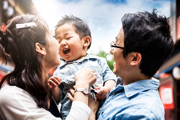 Family enjoying a visit to Kyoto historical old town, Japan Happy family spending a weekend together with little kid. child japanese culture japan asian ethnicity stock pictures, royalty-free photos & images