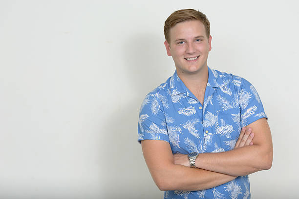 istock Happy man wearing Hawaiian shirt 544474354