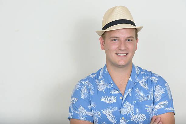 istock Happy man wearing Hawaiian shirt 544474570