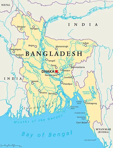 Vector illustration of Bangladesh Political Map