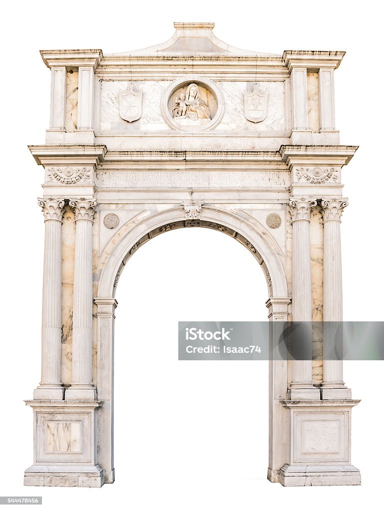 Marble portal in Gothic-Renaissance style suitable as frame. Marble portal in Gothic-Renaissance style usable as frame or border. Ancient Stock Photo