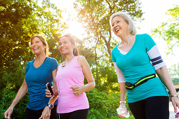 istock Healthy senior women exercise in park 544479766
