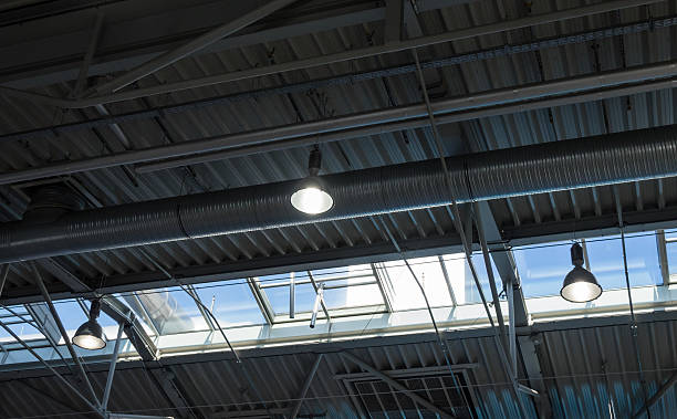 istock Ceiling of the room with a metal construction and ventilation 544482950