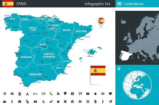 Vector illustration of Spain - infographic map - Illustration