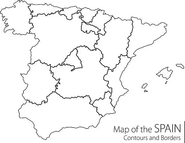 Vector illustration of Contour Spain Map