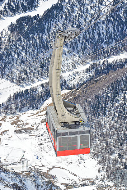 istock snowy mountain peaks on glacier Schnalstal with gondola 544487630