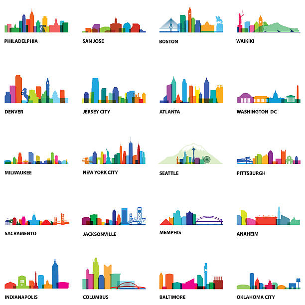 ilustrações, clipart, desenhos animados e ícones de nós paisagem urbana 2-ilustração camadas - oklahoma