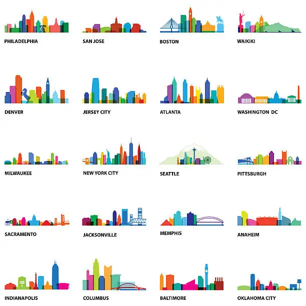 Vector illustration of US Cityscape Overlays 2 - Illustration