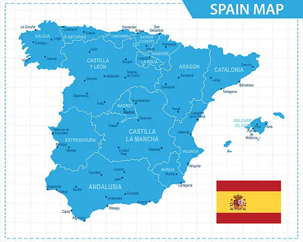 Vector illustration of Spain Map - Illustration