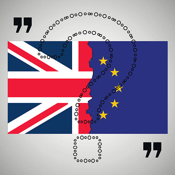 brexit. getrennt flaggen von europäische union und vereinigtes königreich - off englisches wort stock-grafiken, -clipart, -cartoons und -symbole