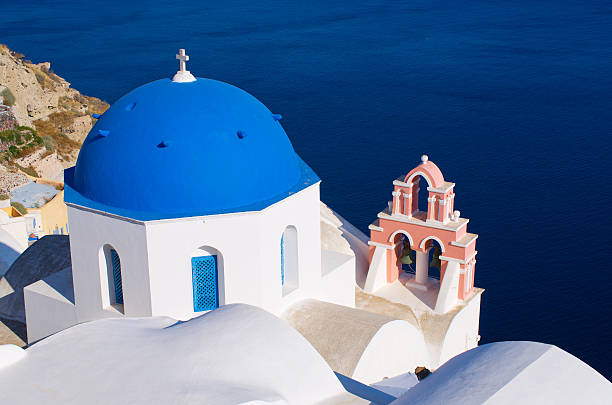 istock Famous blue church on Santorini island 544489476