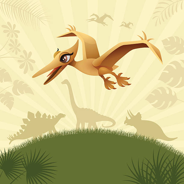 ilustrações, clipart, desenhos animados e ícones de linda dinossauro voador - lizard