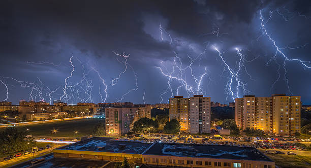 istock Lightnings Over Housing Estate 544559154