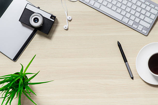 istock Top view of the table with keyboard 544562202