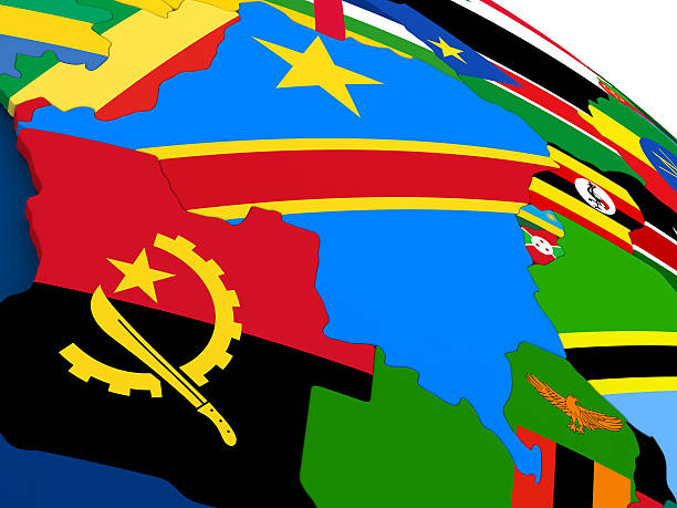 istock Democratic Republic of Congo on globe with flags 544562318