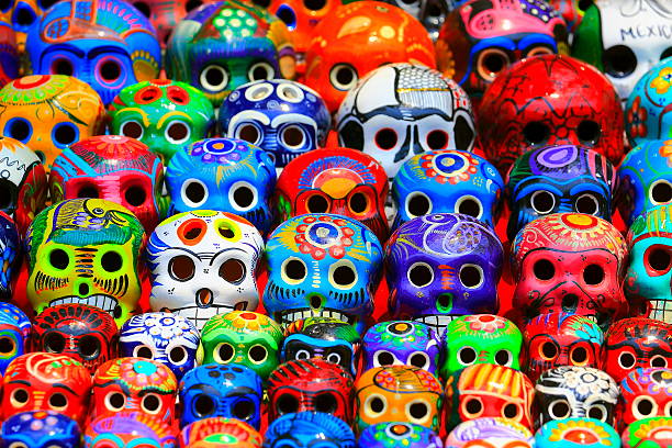 istock Day of the Dead: Mexican Calaveras, skulls pattern, Mexico City culture 544564616