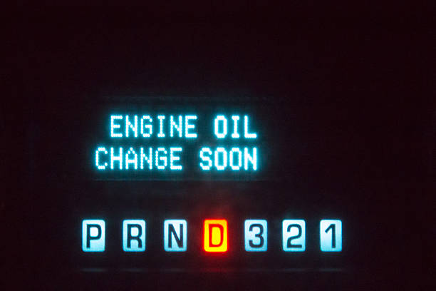 istock Engine oil change soon light in the dark 544564648