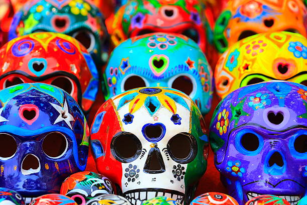 Day of the Dead: Mexican Calaveras, skulls pattern, Mexico City culture You can see my collection of photos of stunning Island of Aruba and Mexico (Cancun & Riviera Maya) stunning Beaches and culture, sunrises, sunsets, and much others!!) in the following link below:  oaxaca city photos stock pictures, royalty-free photos & images