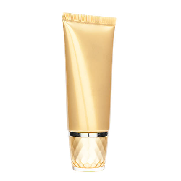 istock Gold pearliest tube mockup template for cosmetic cream 544565352