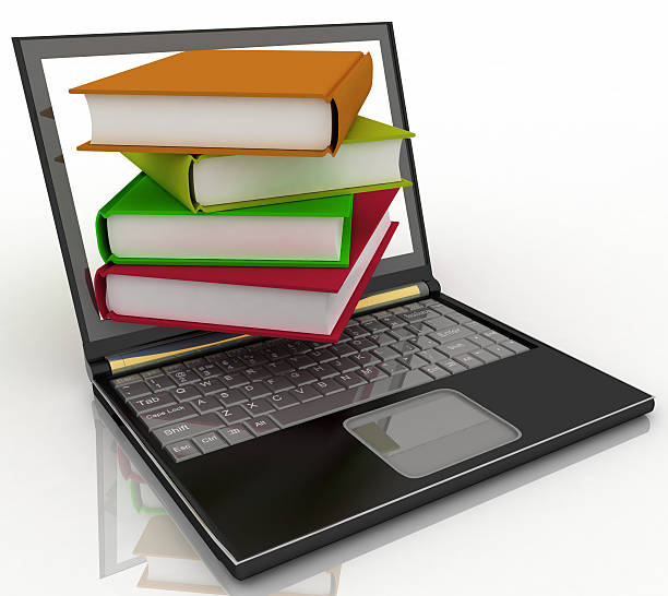 istock Books from your laptop on a white 544566582