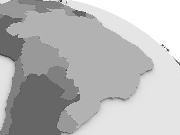 Brazil on grey 3D map stock photo