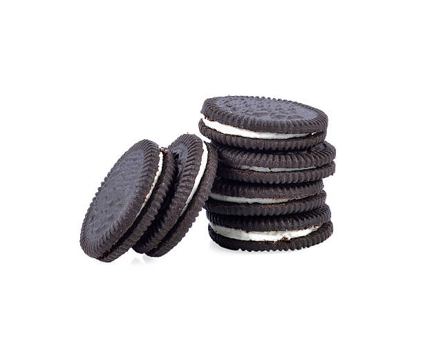 istock Chocolate cookies with cream  on white background 544570196