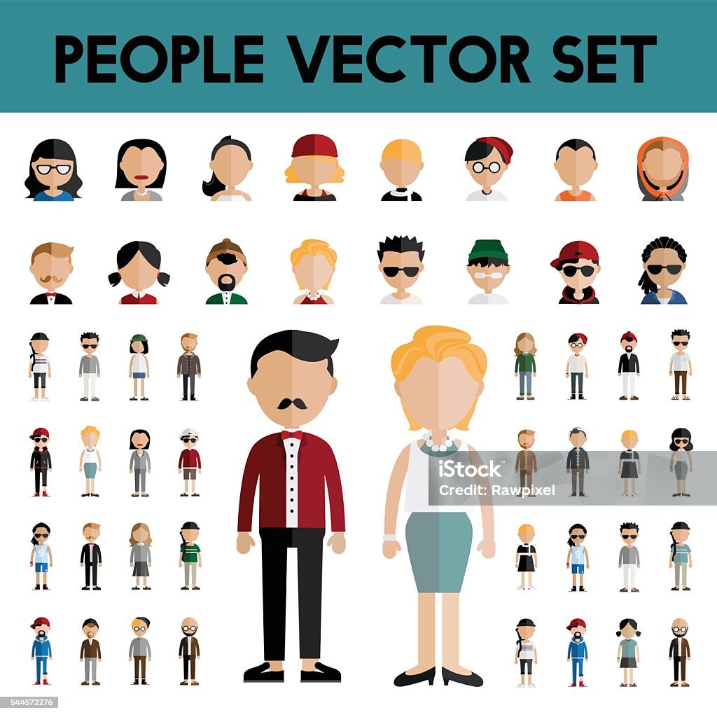 Diversity Community People Flat Design Icons Concept Flat Design stock vector