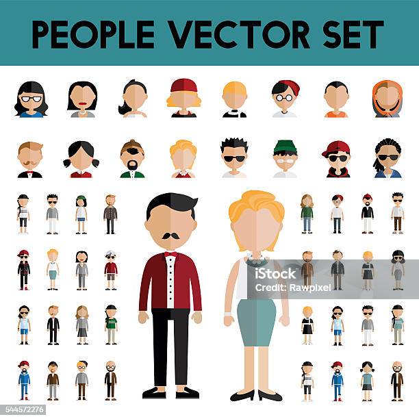 Diversity Community People Flat Design Icons Concept Stock Illustration - Download Image Now