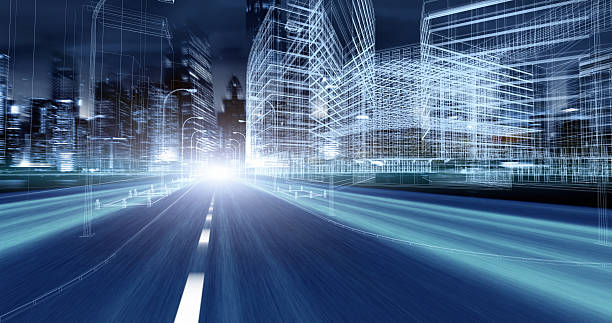 Urban highway traffic at night