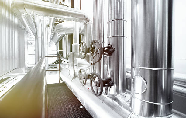 istock Industrial zone, Steel pipelines, valves and pumps 544573604