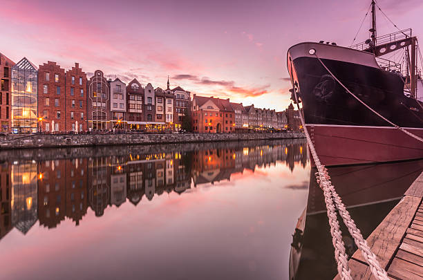 istock Waterfront in the evening with moored ship, Gdansk, Poland. 544573974