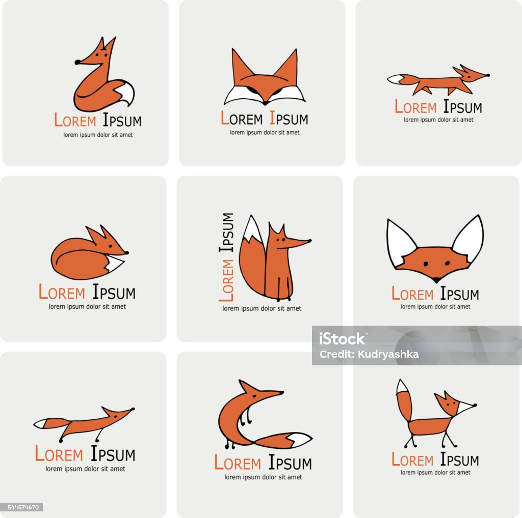 Fox icons, collection for your design Fox icons, collection for your design. Vector illustration Fox stock vector
