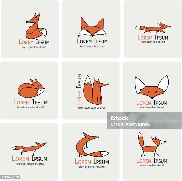 Fox Icons Collection For Your Design Stock Illustration - Download Image Now - Fox, Animal, Animal Fin