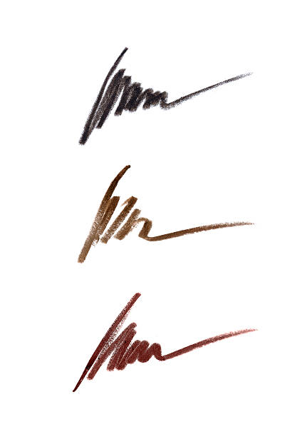 Cosmetic pencil strokes Collection of cosmetic pencil strokes isolated on white eyeliner stock pictures, royalty-free photos & images