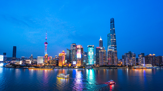 Skyline night view on Pudong New Area, Shanghai