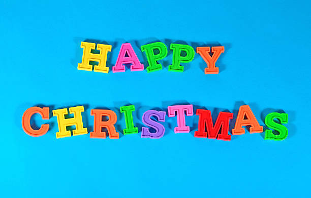 istock Happy christmas colorful text 544575932