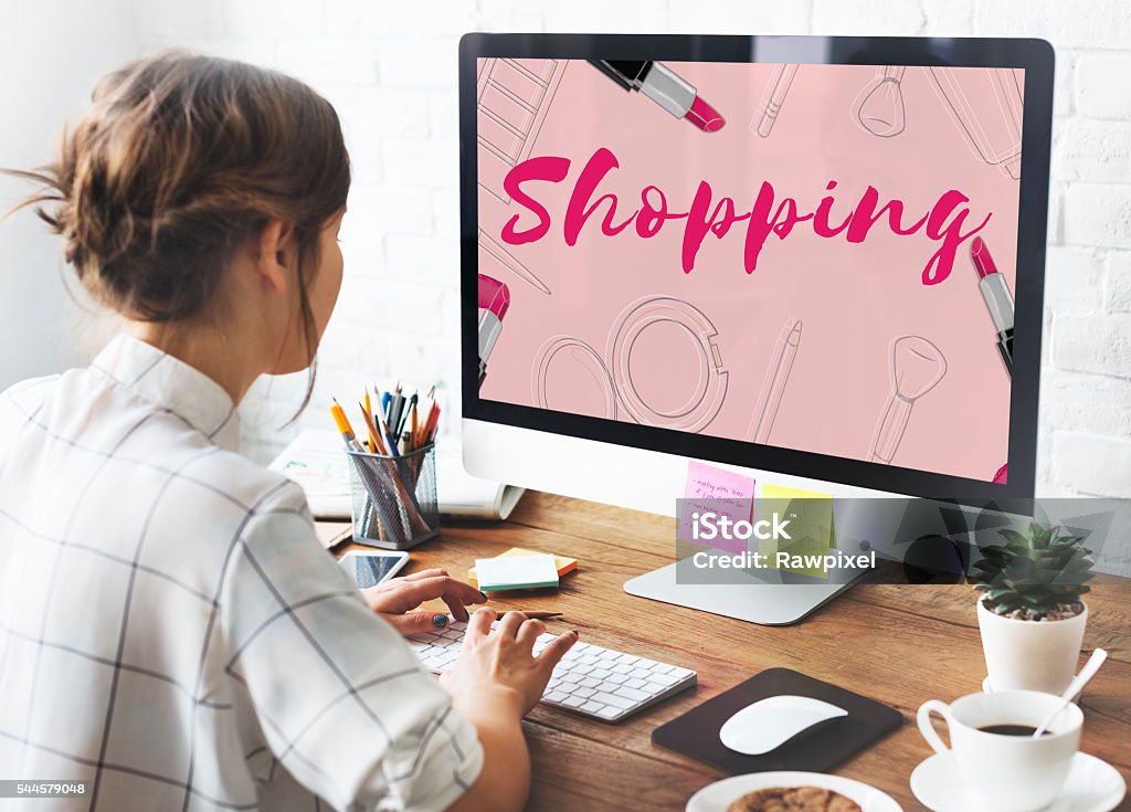 Shopping Online Shopaholics E-Commerce E-Shopping Concept Add To Cart Stock Photo