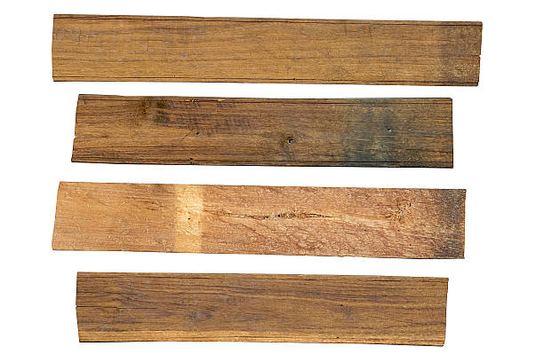 istock Old Wood plank, isolated on white background 544580912