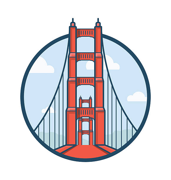 Golden Gate Bridge Vector Icon Famous cities icon vector illustration  san francisco california stock illustrations