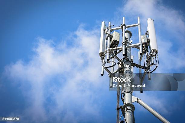 Telecommunications Tower Stock Photo - Download Image Now - Telecommunications Equipment, Communications Tower, Mobile Phone