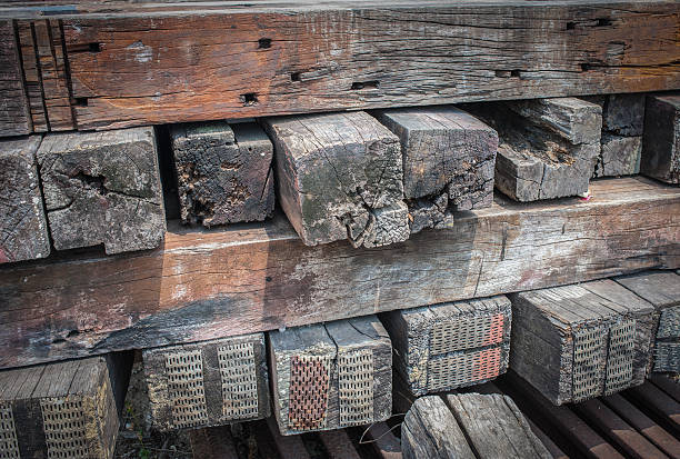 istock Wooden sleepers Railway 544582180